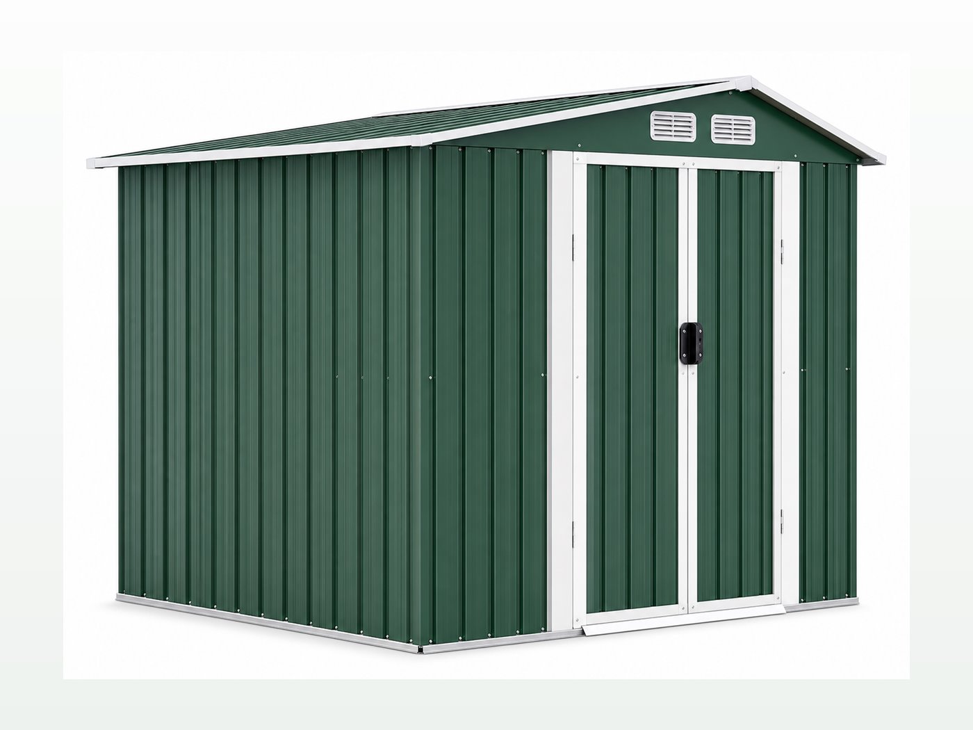 Green gable roof metal shed